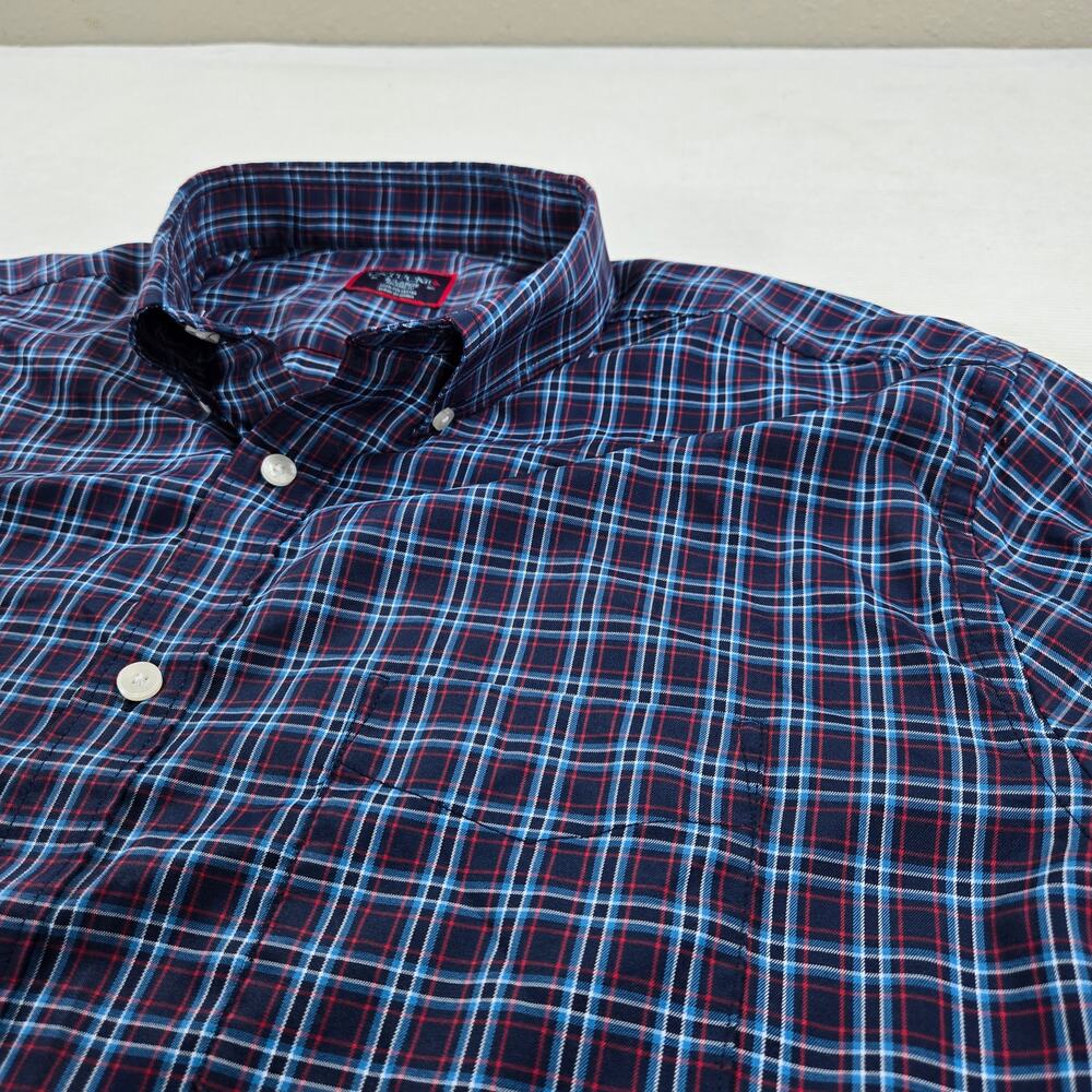 UNTUCKit Relaxed Fit Blue Plaid Martinet Button Down Shirt Men's Size XL